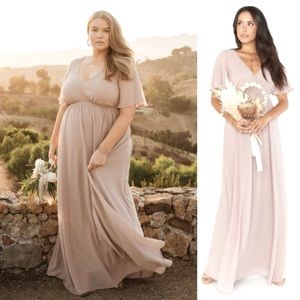 Show Me Your MuMu Emily Empire Maxi Dress Soft Beige/Tan Plus Size Size XXL